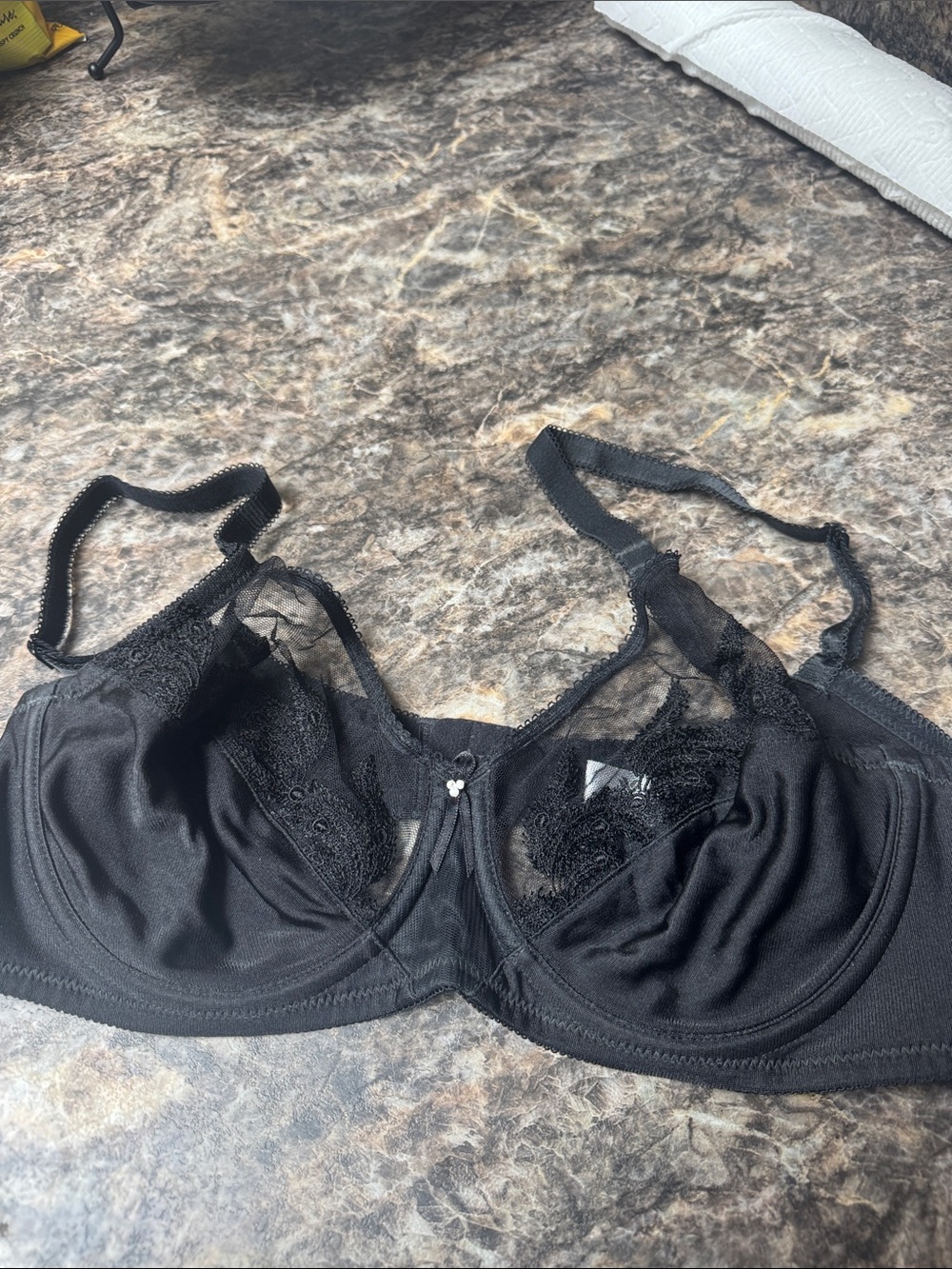 Wacoal Black Lace-Trim Underwire Bra 36c Preowned